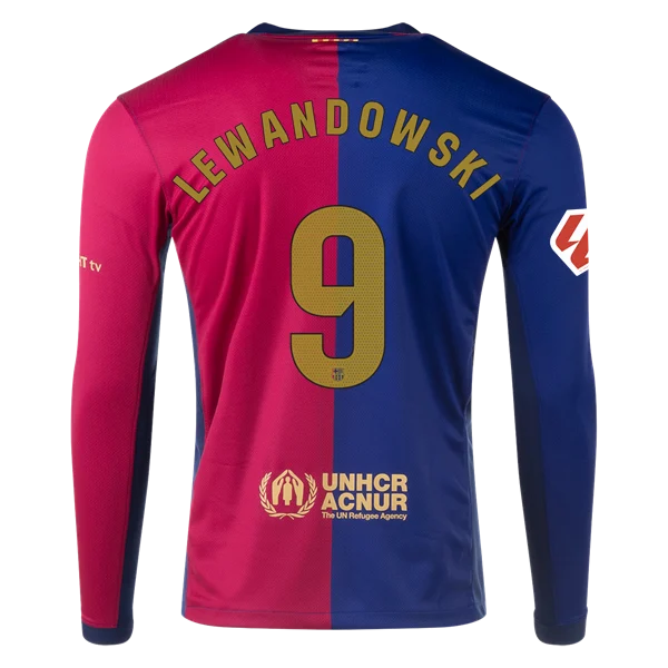 Robert Lewandowski Barcelona 24/25 Long Sleeve Home Jersey