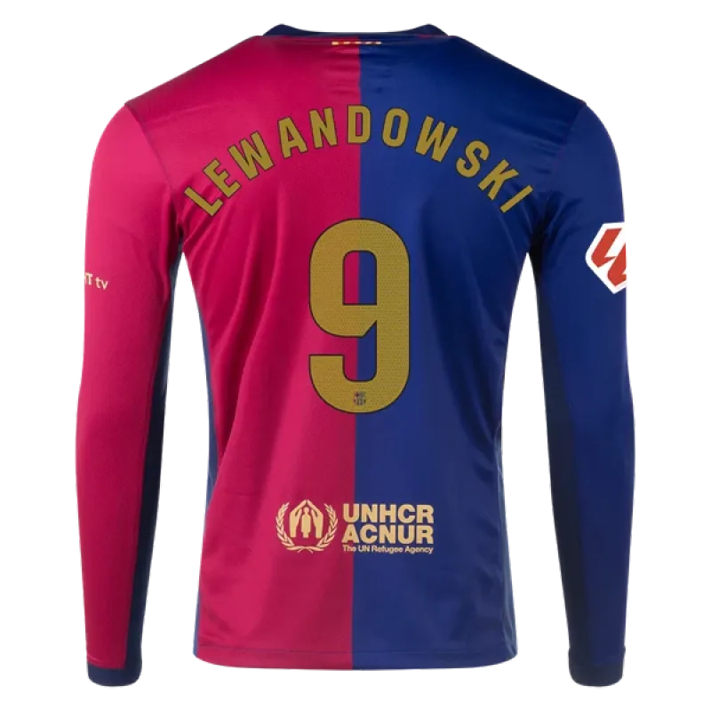 Robert Lewandowski Barcelona 24/25 Long Sleeve Home Jersey