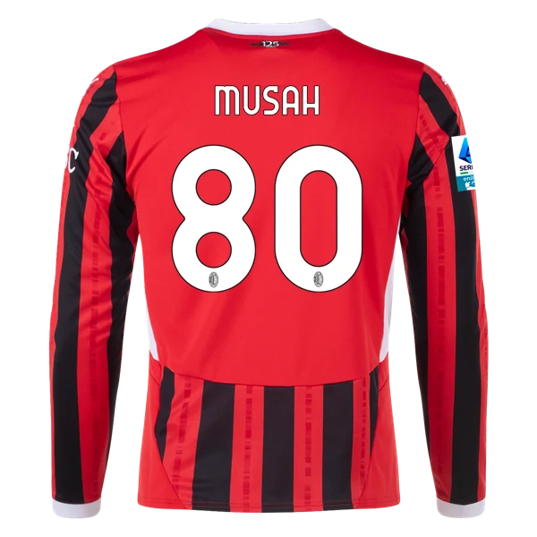 Yunus Musah AC Milan 24/25 Player Long Sleeve Home Jersey