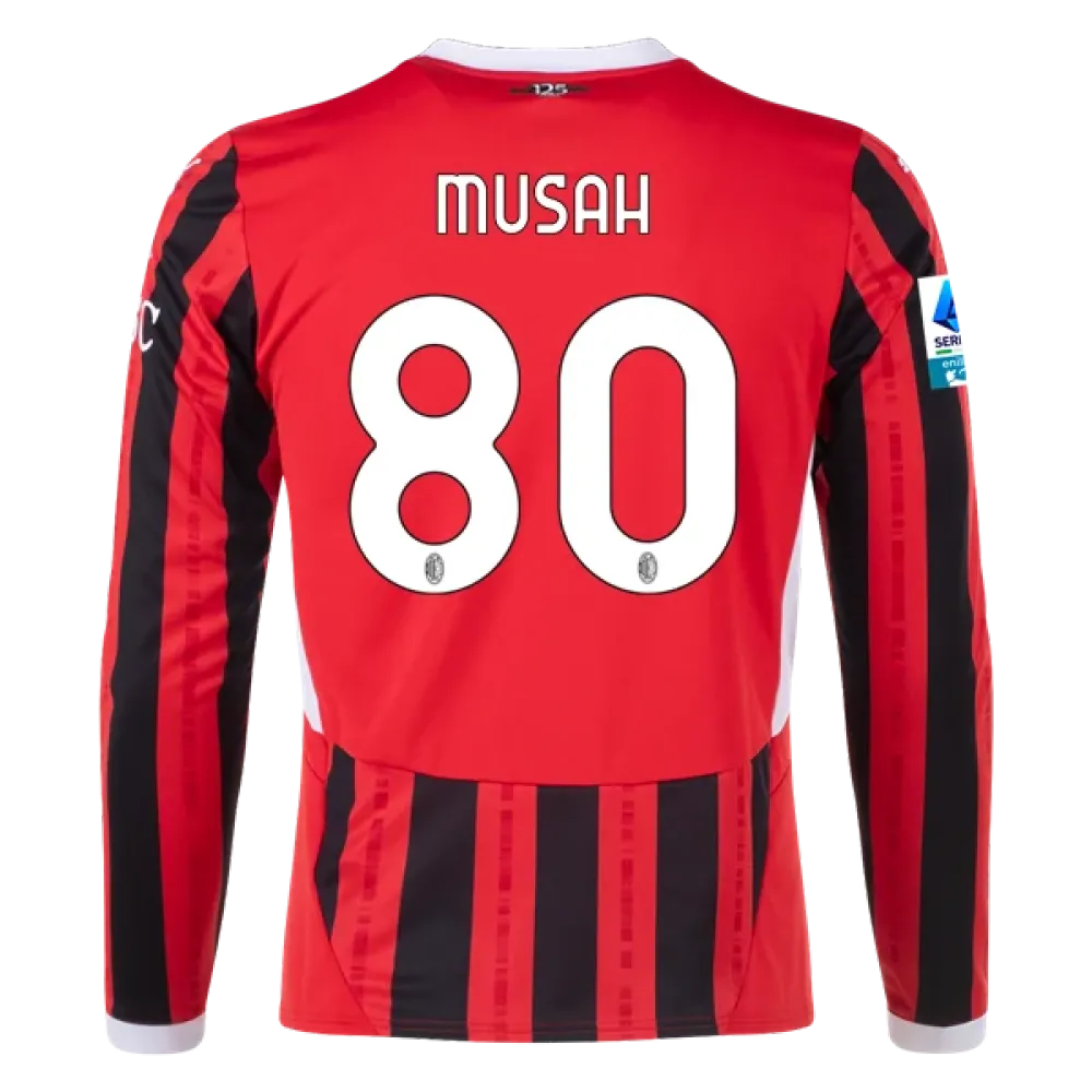 Yunus Musah AC Milan 24/25 Player Long Sleeve Home Jersey