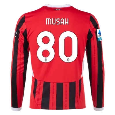 Yunus Musah AC Milan 24/25 Player Long Sleeve Home Jersey 01