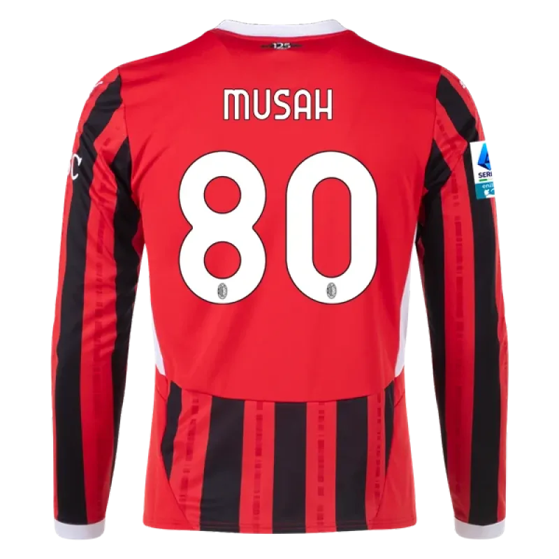 Yunus Musah AC Milan 24/25 Player Long Sleeve Home Jersey