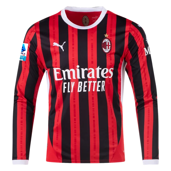 Yunus Musah AC Milan 24/25 Player Long Sleeve Home Jersey