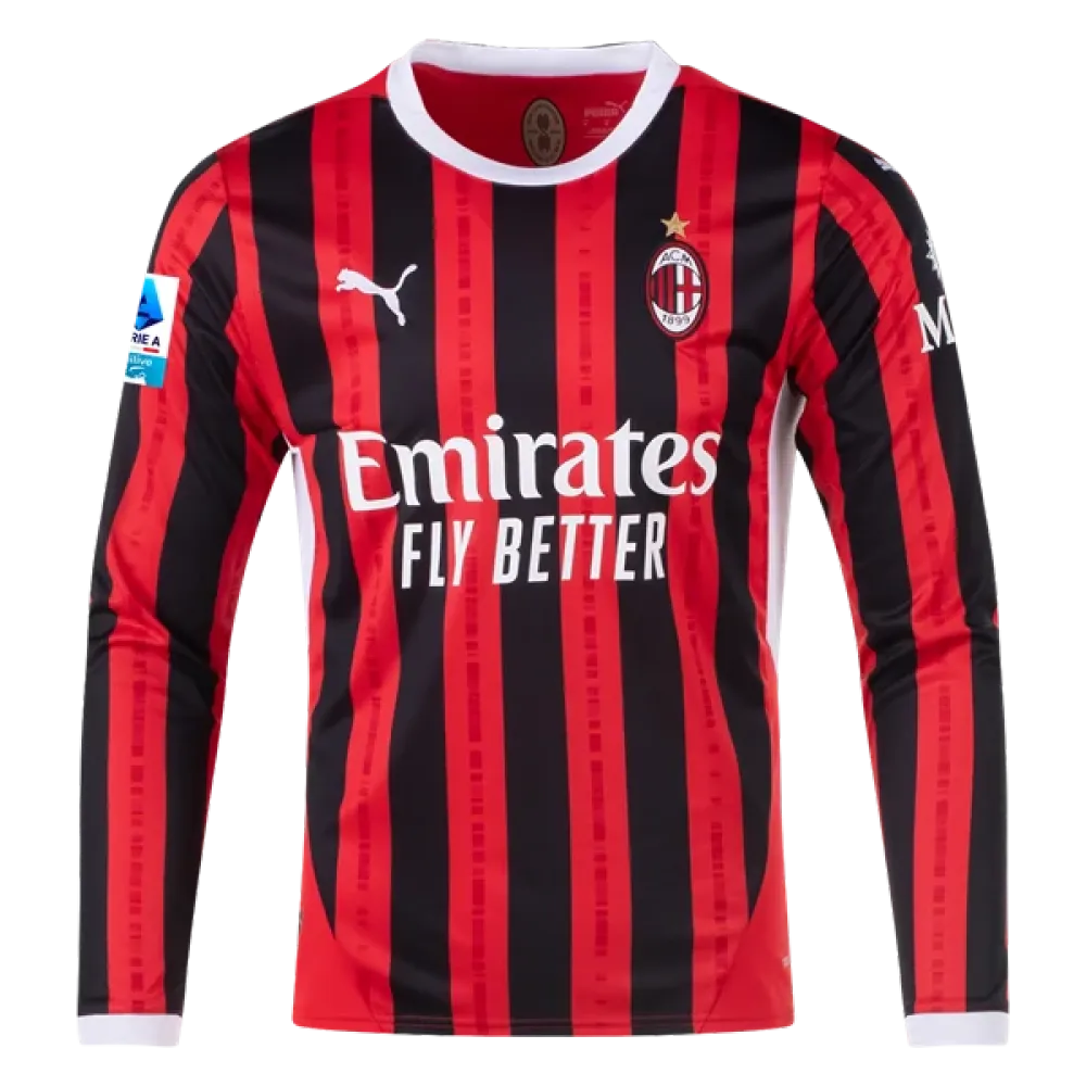 Yunus Musah AC Milan 24/25 Player Long Sleeve Home Jersey