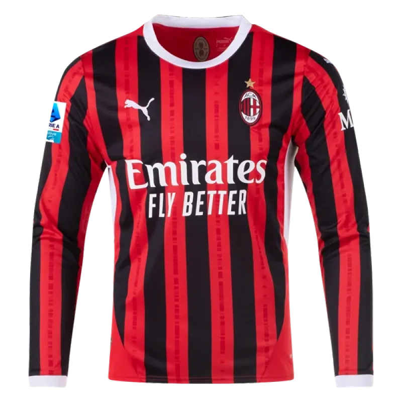 Yunus Musah AC Milan 24/25 Replica Long Sleeve Home Jersey