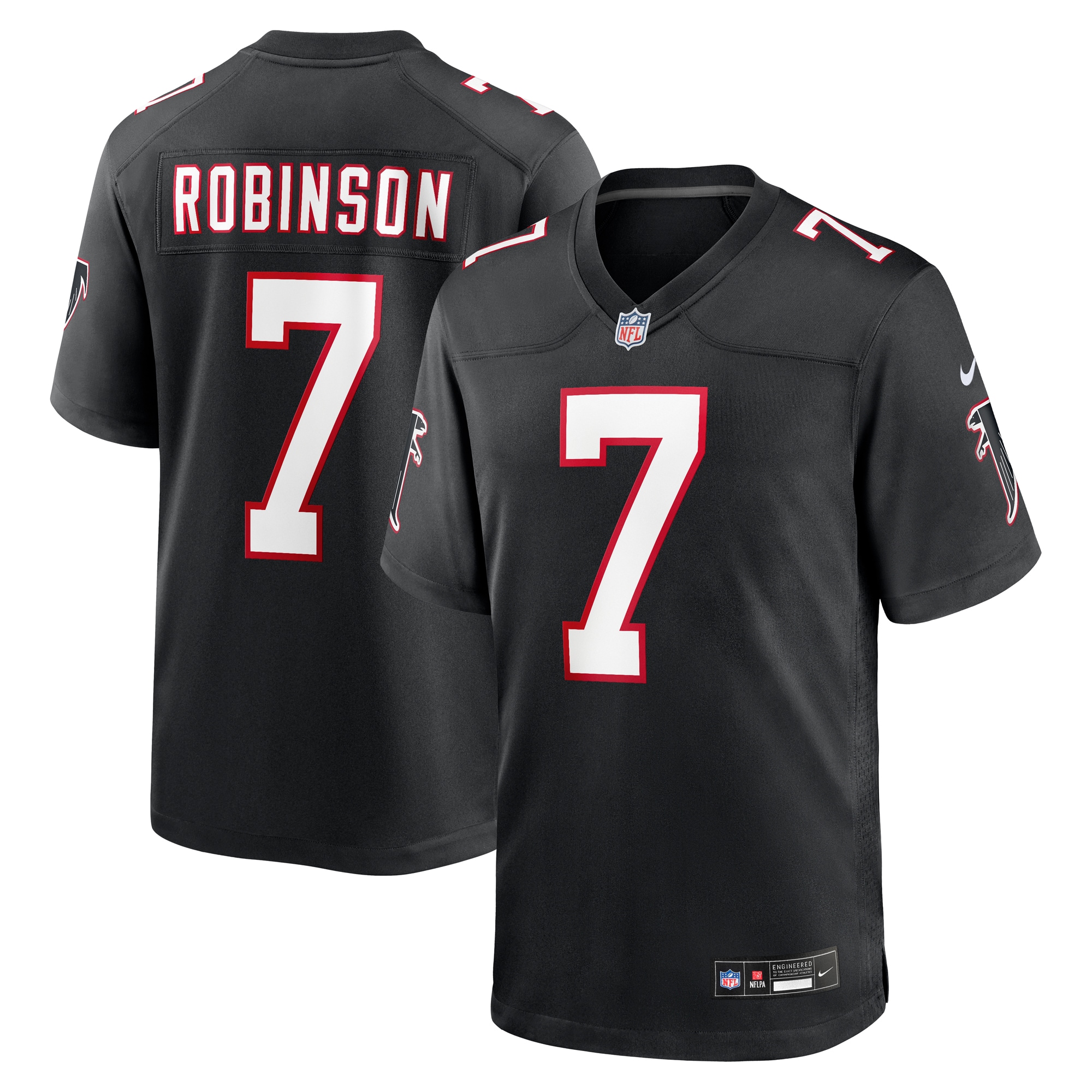 Men's Atlanta Falcons Bijan Robinson Black 2023 NFL Draft First Round Pick Throwback Game Jersey