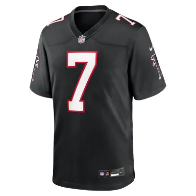 Men's Atlanta Falcons Bijan Robinson Black 2023 NFL Draft First Round Pick Throwback Game Jersey 02
