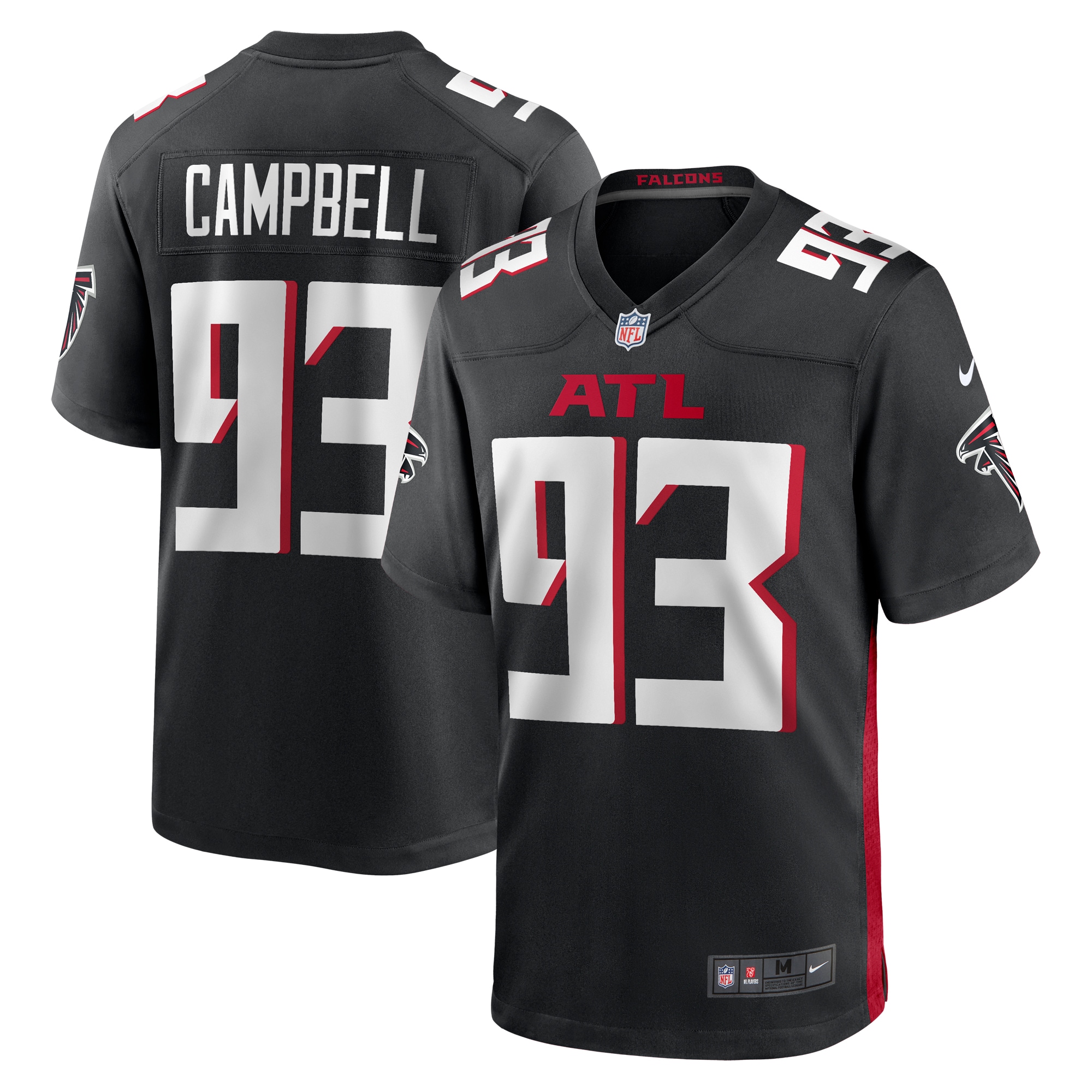 Men's Atlanta Falcons Calais Campbell Black Game Player Jersey