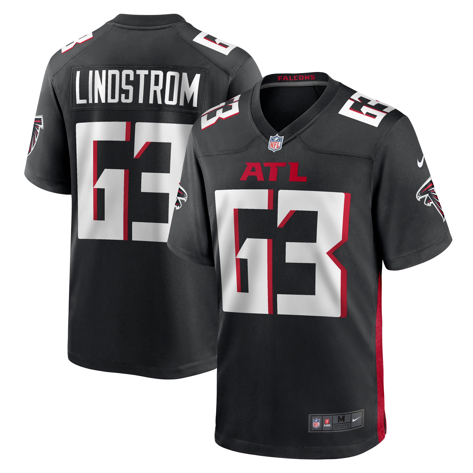 Men's Atlanta Falcons Chris Lindstrom Black Team Game Jersey