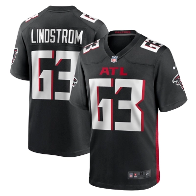 Men's Atlanta Falcons Chris Lindstrom Black Team Game Jersey 01