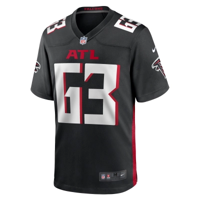 Men's Atlanta Falcons Chris Lindstrom Black Team Game Jersey 02