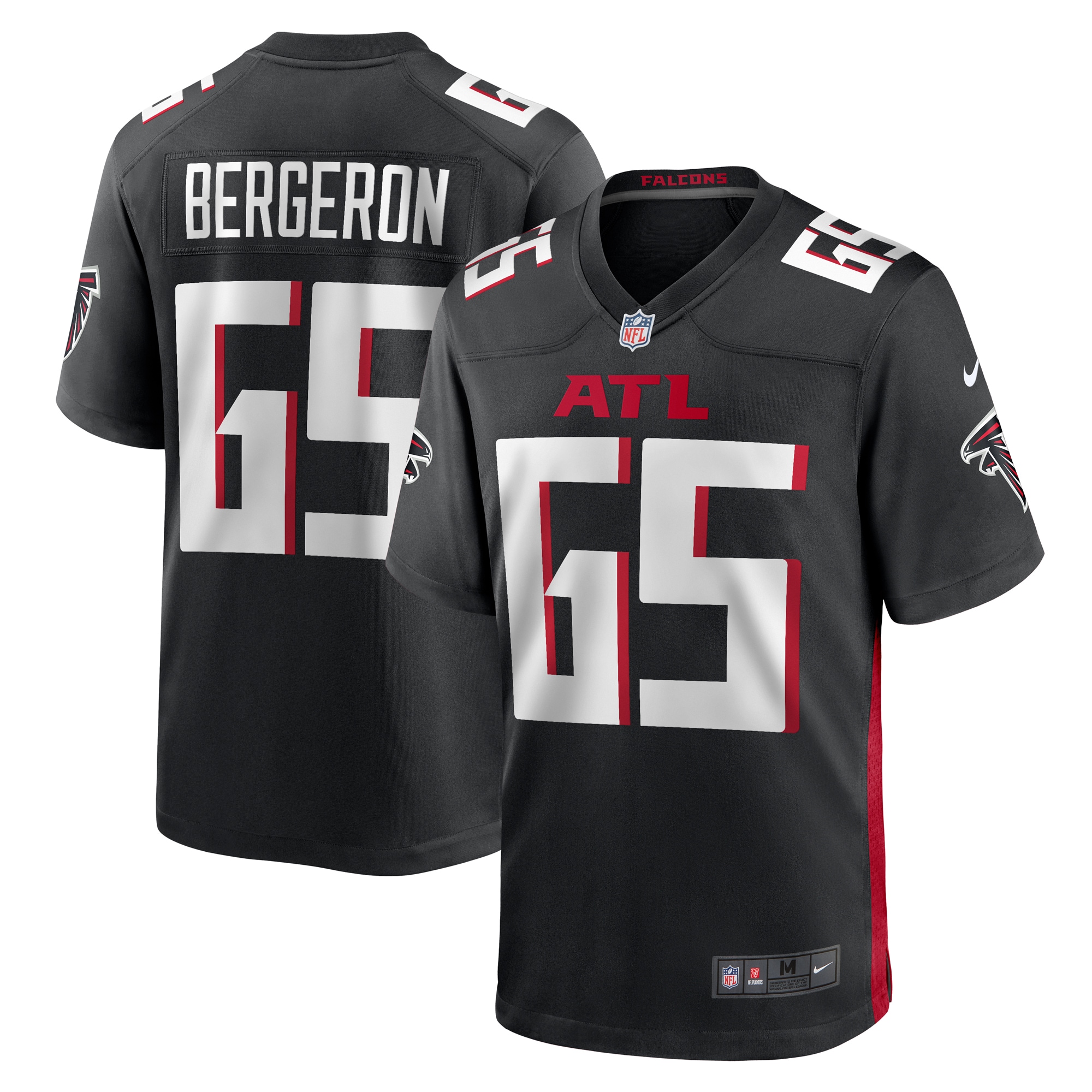 Men's Atlanta Falcons Matthew Bergeron Black Team Game Jersey