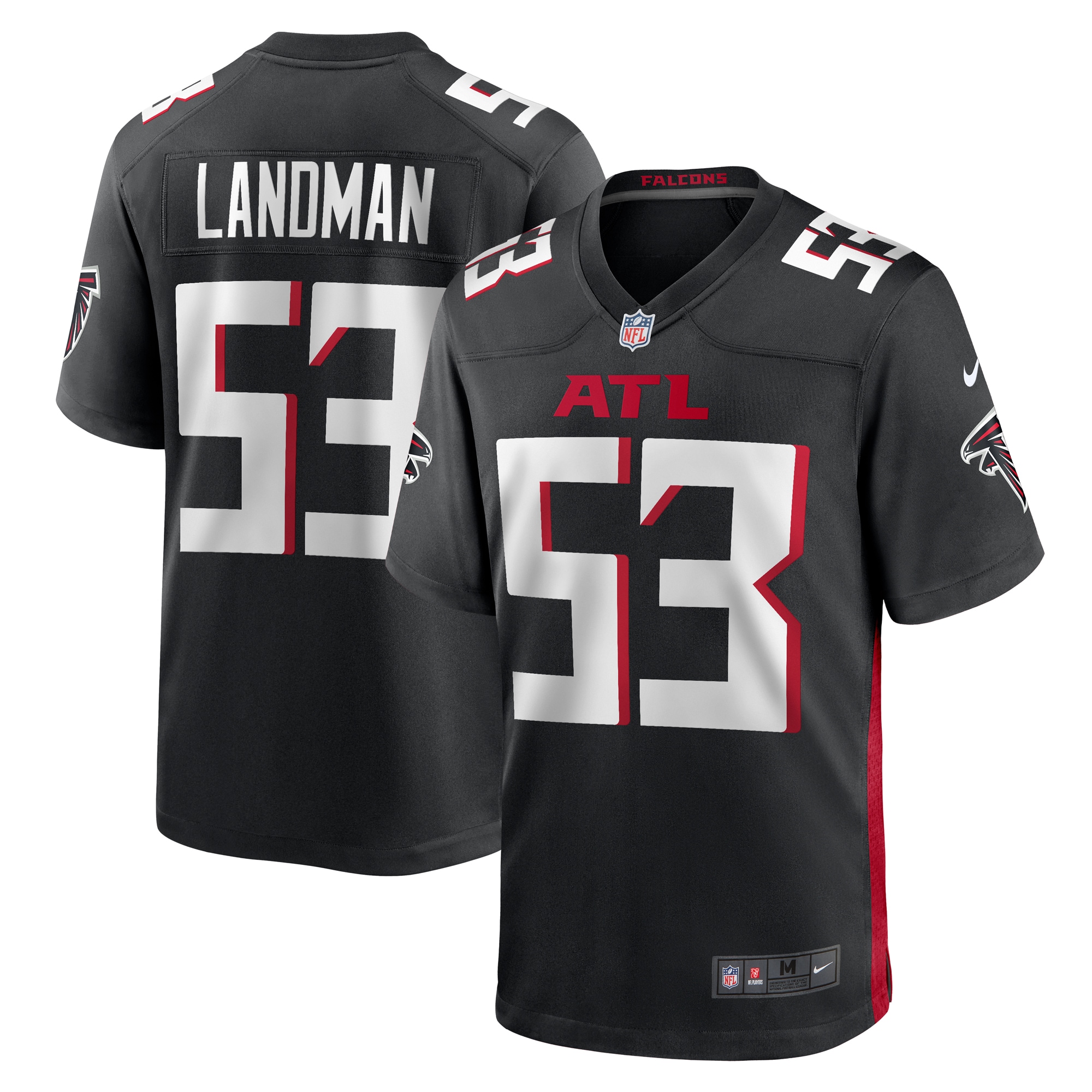 Men's Atlanta Falcons Nate Landman Black Team Game Jersey