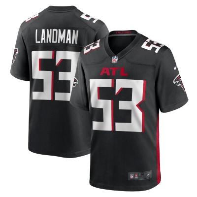 Men's Atlanta Falcons Nate Landman Black Team Game Jersey 01
