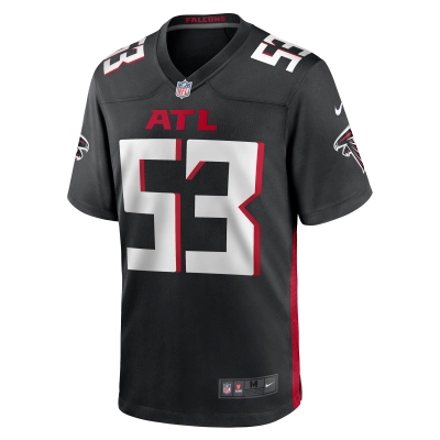 Men's Atlanta Falcons Nate Landman Black Team Game Jersey 02