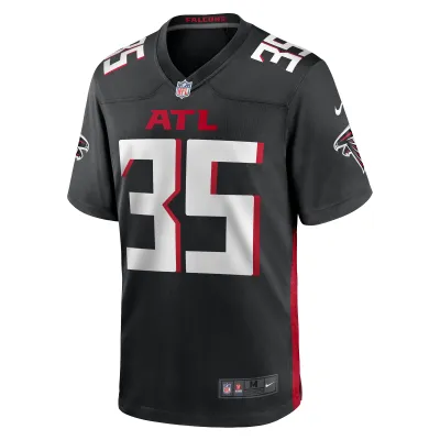 Men's Atlanta Falcons Natrone Brooks Black Team Game Jersey 02