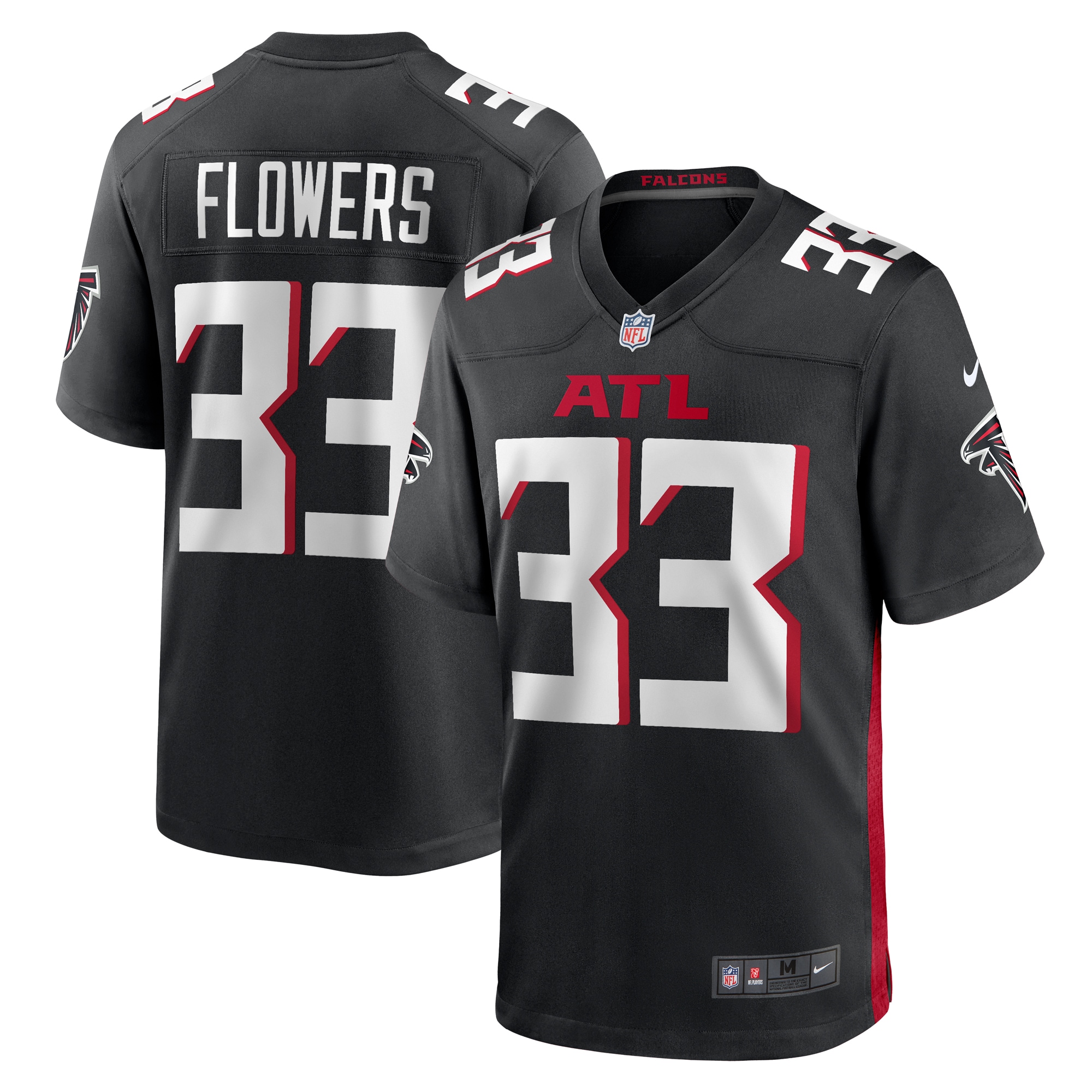 Men's Atlanta Falcons Tre Flowers Black Team Game Jersey