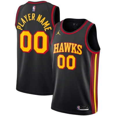 Men's Atlanta Hawks Black Swingman Custom Jersey - Statement Edition 01