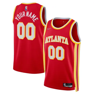 Men's Atlanta Hawks Red 2021/22 Diamond Swingman Custom Jersey - Icon Edition 01