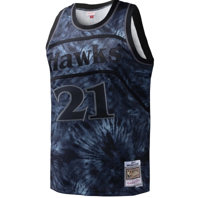 Men's Atlanta Hawks Dominique Wilkins Black Hardwood Classics 1986/87 Tie-Dye Swingman Jersey 02