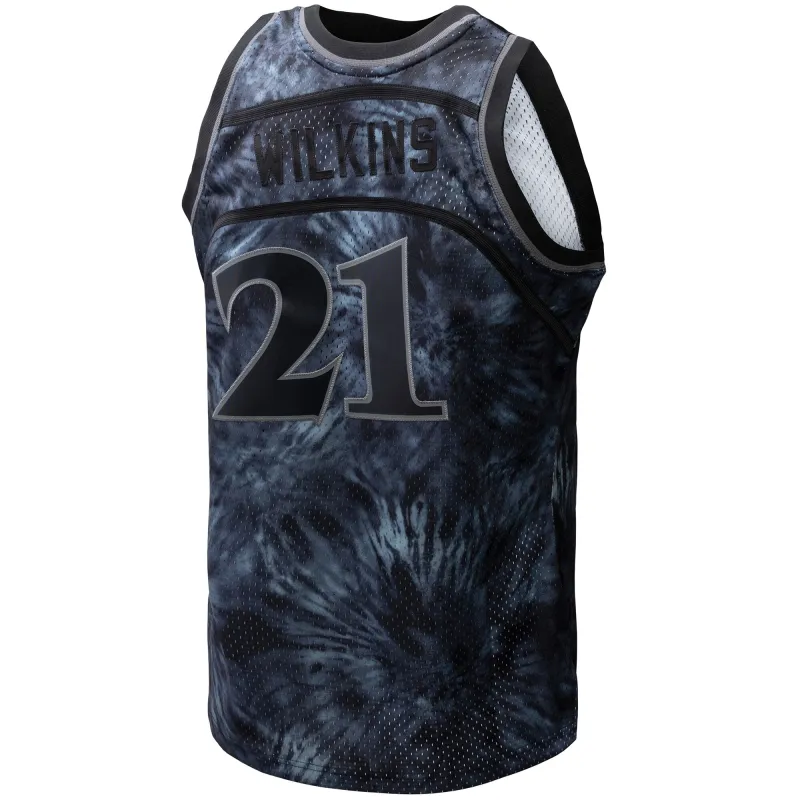 Men's Atlanta Hawks Dominique Wilkins Black Hardwood Classics 1986/87 Tie-Dye Swingman Jersey
