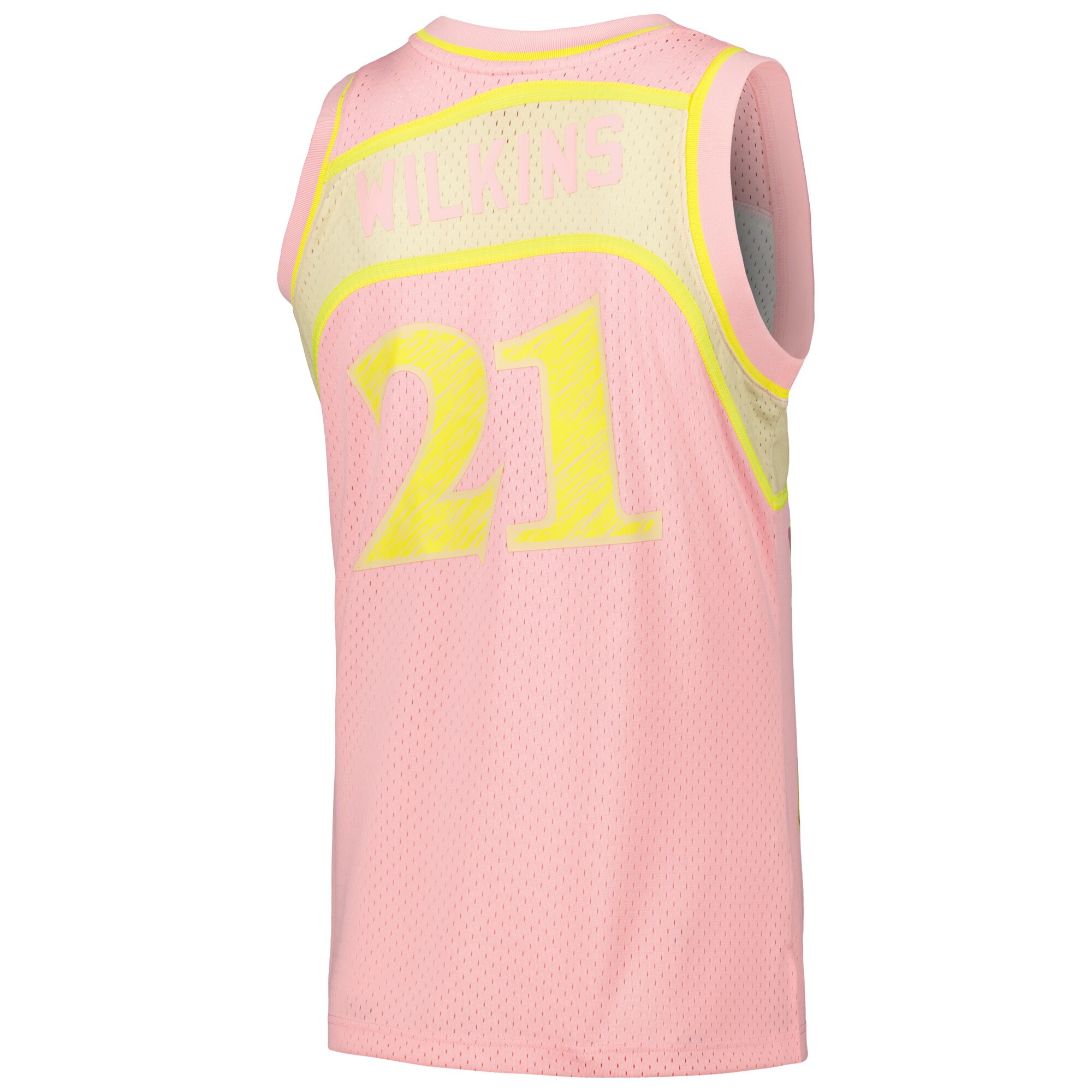 Men's Atlanta Hawks Dominique Wilkins Pink 1986/87 Swingman Sidewalk Sketch Jersey