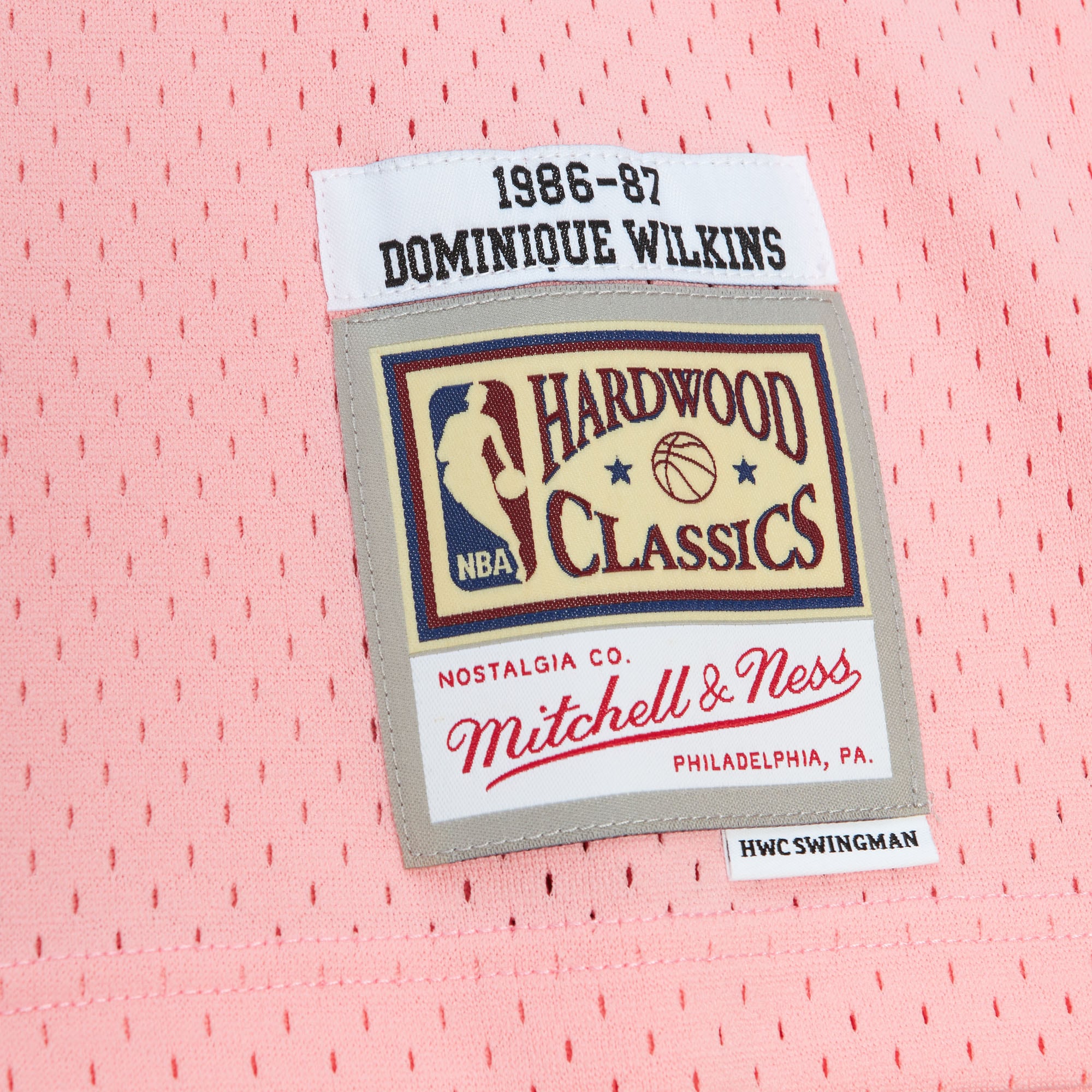 Men's Atlanta Hawks Dominique Wilkins Pink 1986/87 Swingman Sidewalk Sketch Jersey