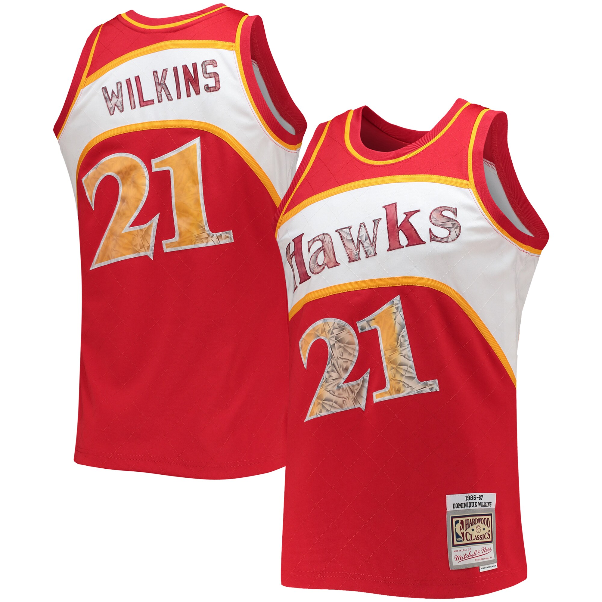 Men's Atlanta Hawks Dominique Wilkins Red 1986/87 Hardwood Classics NBA 75th Anniversary Diamond Swingman Jersey