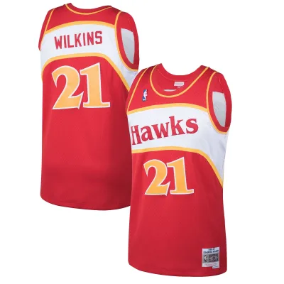 Men's Atlanta Hawks Dominique Wilkins Red 1986/87 Hardwood Classics Swingman Jersey 01
