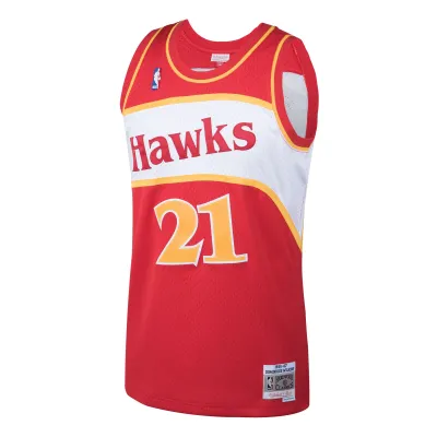 Men's Atlanta Hawks Dominique Wilkins Red 1986/87 Hardwood Classics Swingman Jersey 02