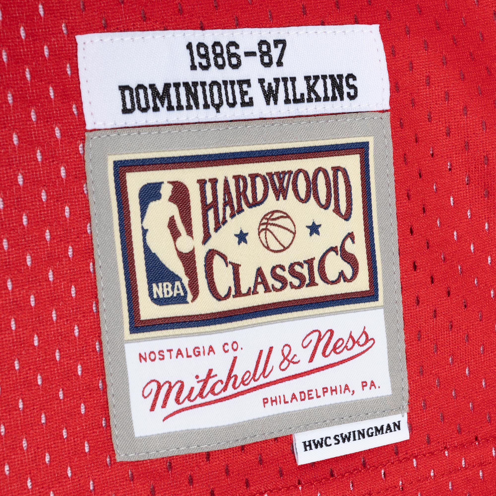 Men's Atlanta Hawks Dominique Wilkins Yellow/Red Hardwood Classics 1986/87 Split Swingman Jersey