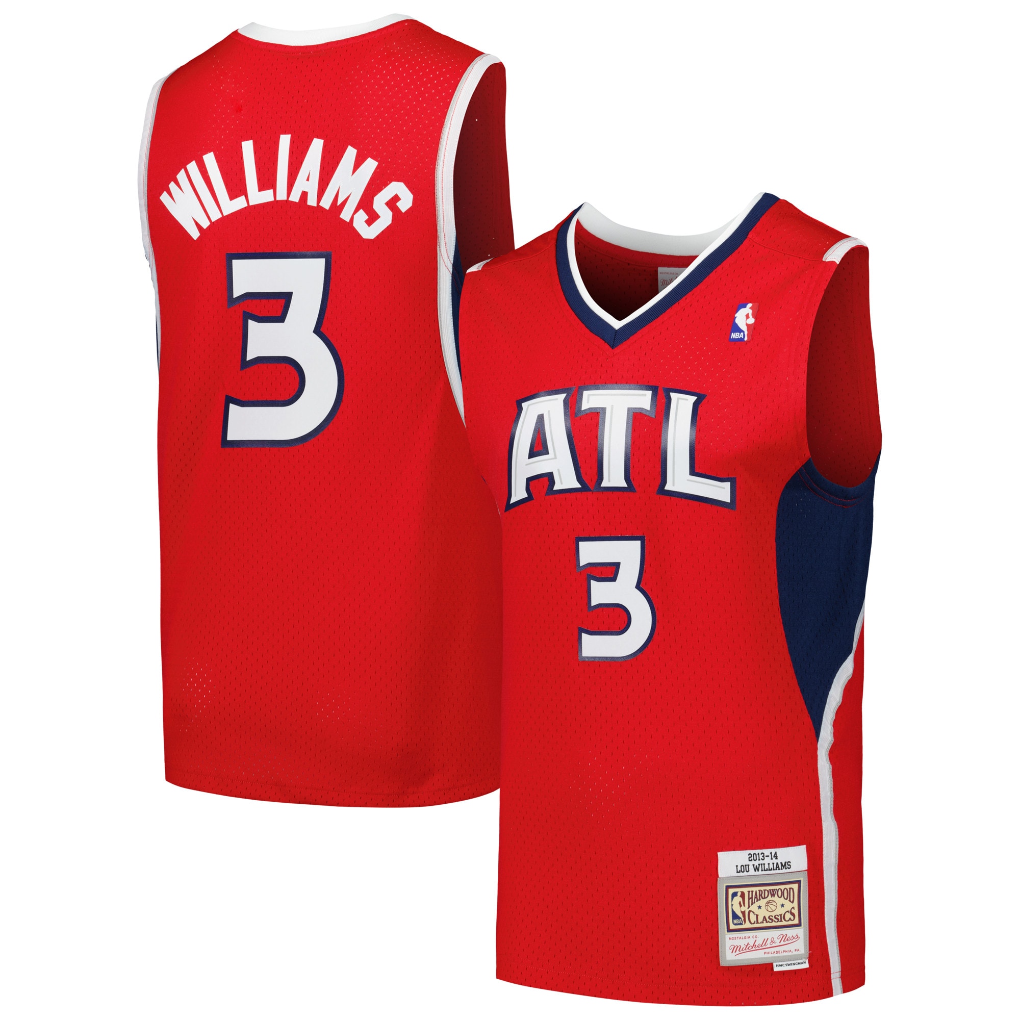 Men's Atlanta Hawks Lou Williams Red 2001/02 Hardwood Classics Swingman Jersey