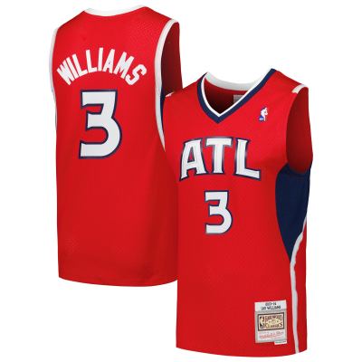 Men's Atlanta Hawks Lou Williams Red 2001/02 Hardwood Classics Swingman Jersey 01