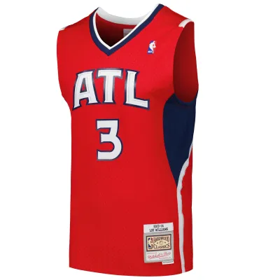 Men's Atlanta Hawks Lou Williams Red 2001/02 Hardwood Classics Swingman Jersey 02