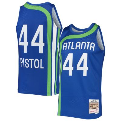Men's Atlanta Hawks Pete Maravich Blue 1971/72 Hardwood Classics Swingman Jersey 01