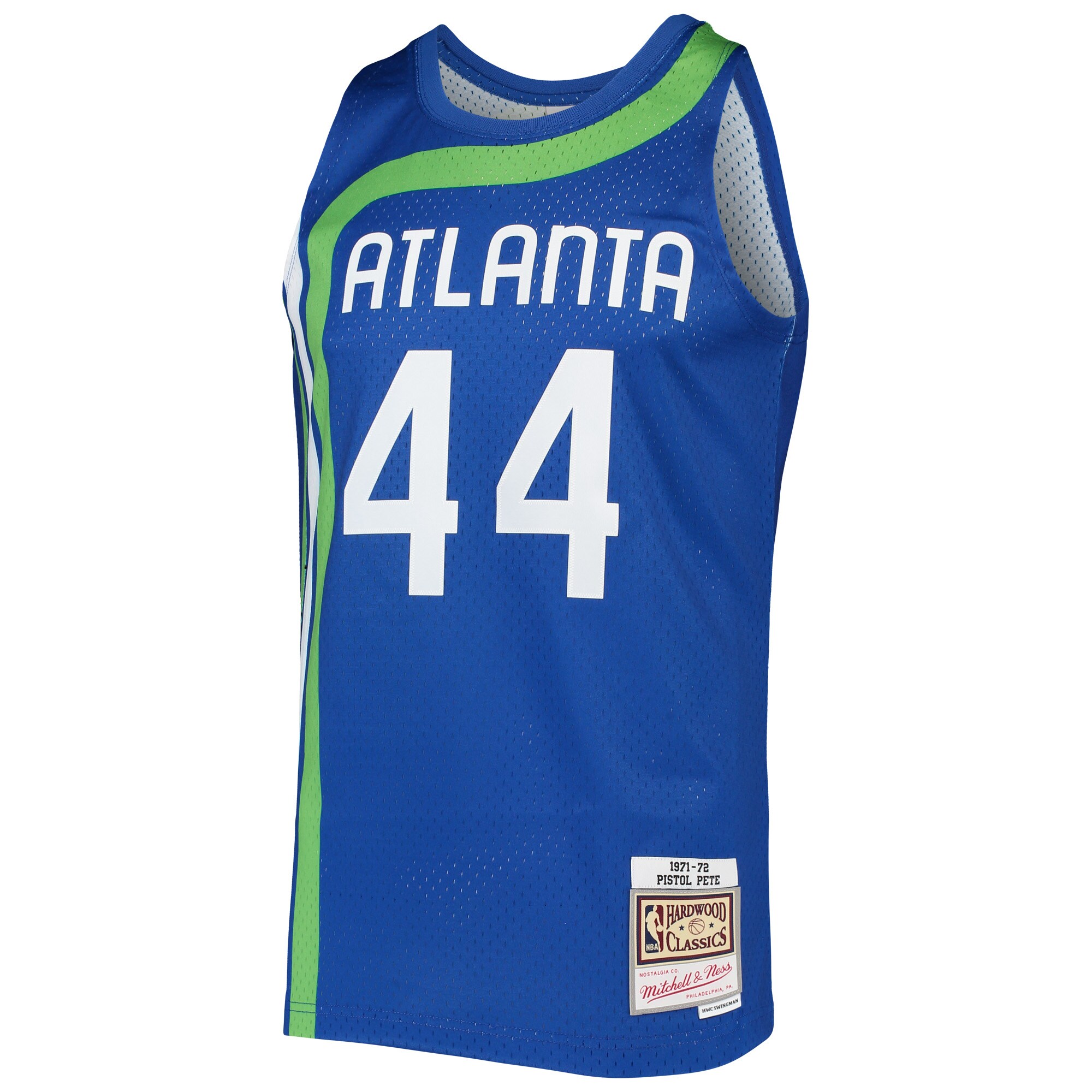 Men's Atlanta Hawks Pete Maravich Blue 1971/72 Hardwood Classics Swingman Jersey