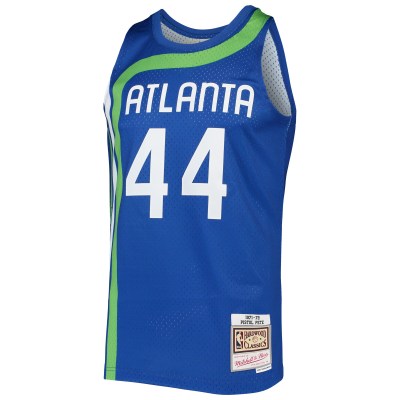 Men's Atlanta Hawks Pete Maravich Blue 1971/72 Hardwood Classics Swingman Jersey 02