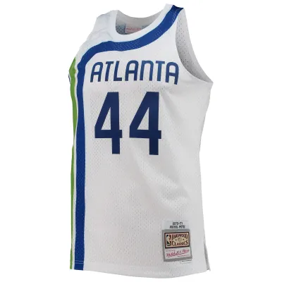 Men's Atlanta Hawks Pete Maravich White 1970/71 Hardwood Classics Swingman Jersey 02