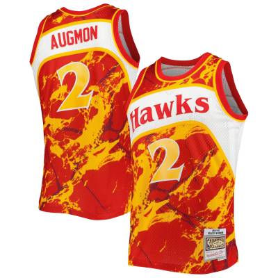 Men's Atlanta Hawks Stacey Augmon Red 1991/92 Hardwood Classics Marble Swingman Jersey 01
