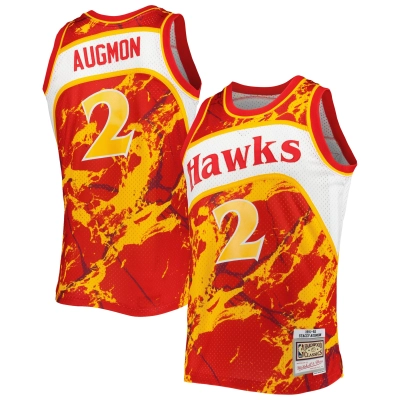Men's Atlanta Hawks Stacey Augmon Red 1991/92 Hardwood Classics Marble Swingman Jersey 01
