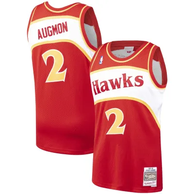 Men's Atlanta Hawks Stacey Augmon Red 1991/92 Hardwood Classics Swingman Jersey 01