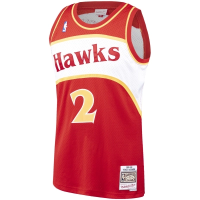 Men's Atlanta Hawks Stacey Augmon Red 1991/92 Hardwood Classics Swingman Jersey 02