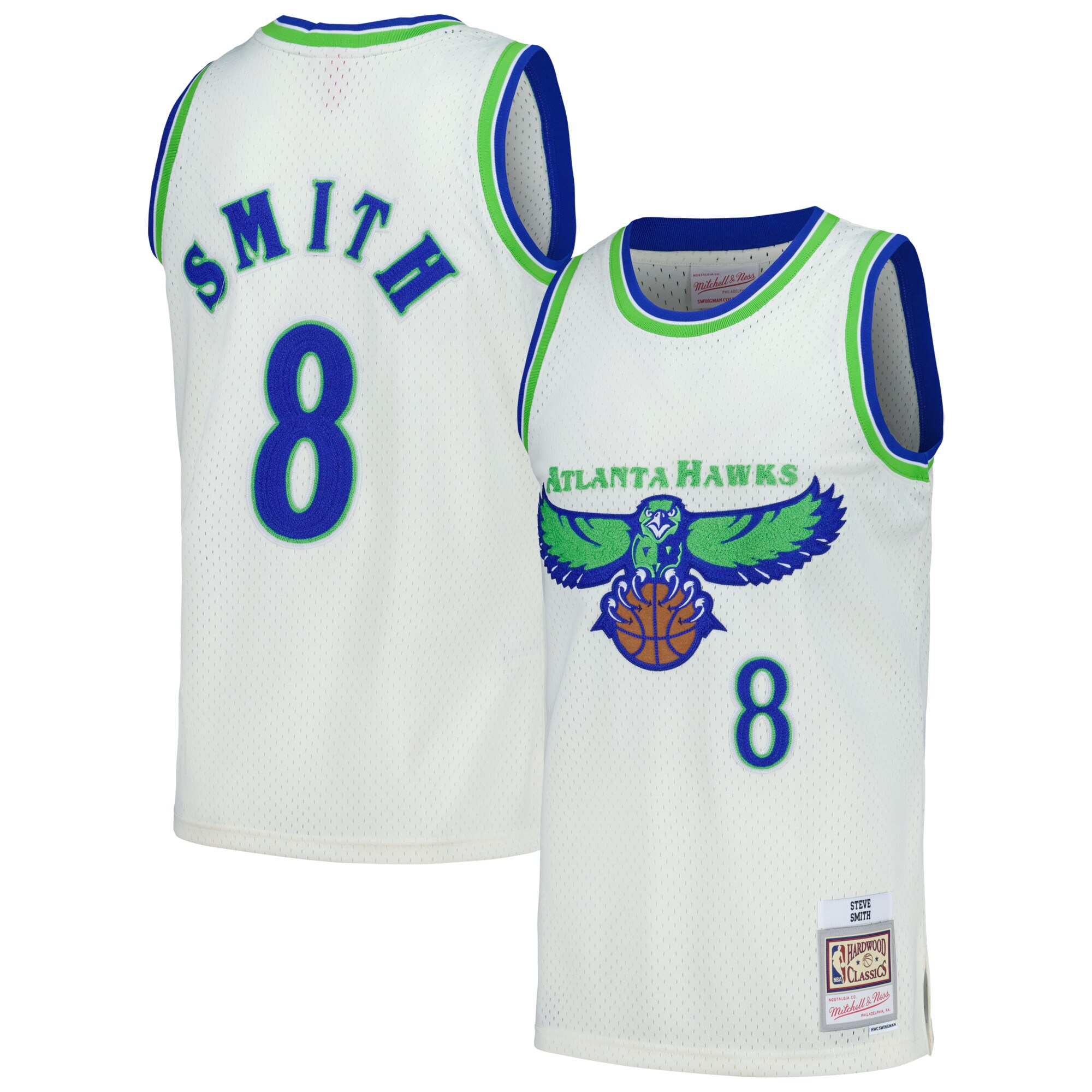 Men's Atlanta Hawks Steve Smith Cream Chainstitch Swingman Jersey
