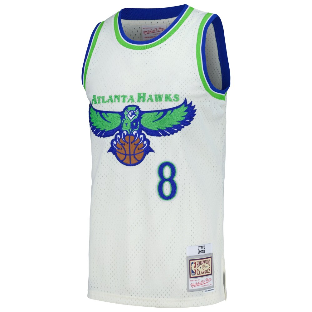 Men's Atlanta Hawks Steve Smith Cream Chainstitch Swingman Jersey