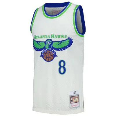 Men's Atlanta Hawks Steve Smith Cream Chainstitch Swingman Jersey 02