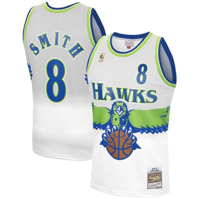 Men's Atlanta Hawks Steve Smith White 1996-97 Hardwood Classics Reload 3.0 Swingman Jersey 01