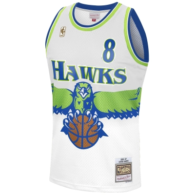 Men's Atlanta Hawks Steve Smith White 1996-97 Hardwood Classics Reload 3.0 Swingman Jersey 02