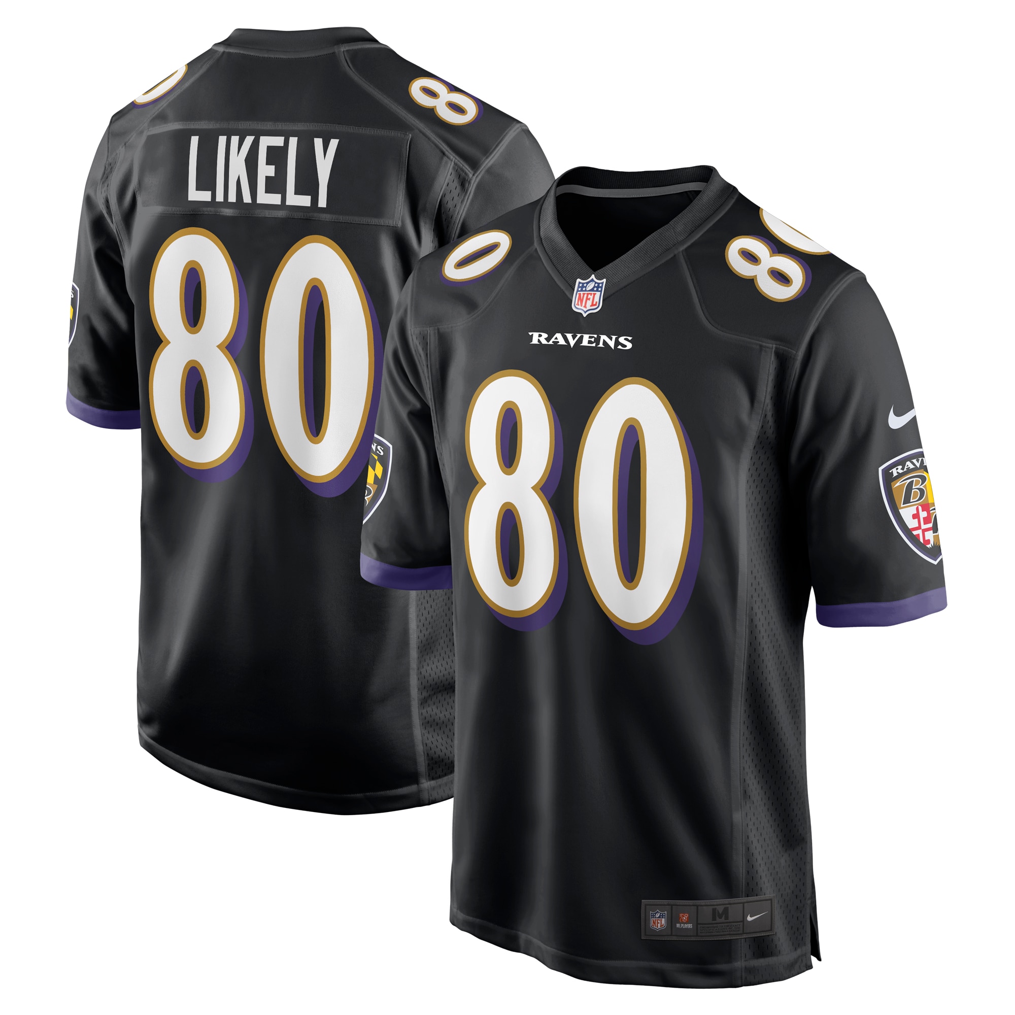 Men's Baltimore Ravens Isaiah Likely Black Alternate Game Jersey