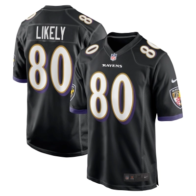 Men's Baltimore Ravens Isaiah Likely Black Alternate Game Jersey 01