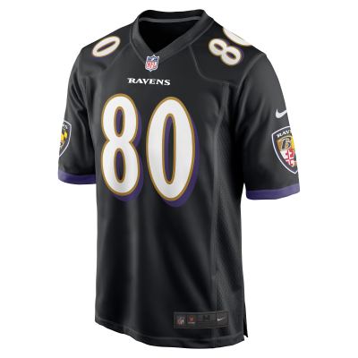 Men's Baltimore Ravens Isaiah Likely Black Alternate Game Jersey 02